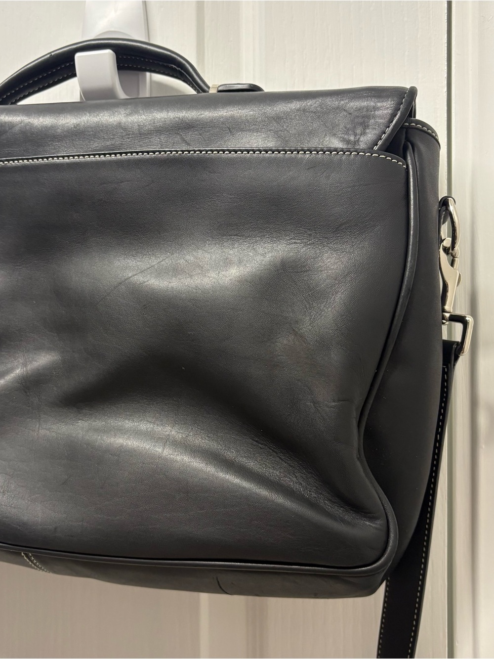 Vintage Black COACH #6457 Lexington Leather Turn Lock Briefcase Messenger Bag - Picture 7 of 16
